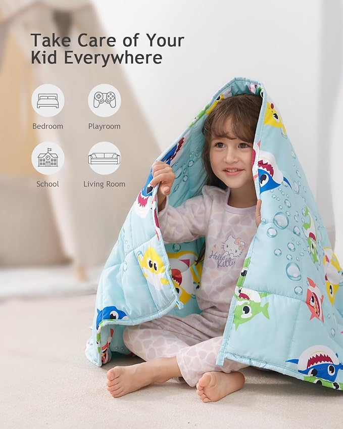 Kivik Weighted Blanket 5lbs, Green Shark Heavy Blanket Throw, Small Weighted Cooling Blankets 5 Pounds, Cute Blanket for All-Season, 36x48 Inches Green