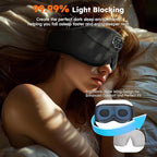 LC-dolida White Noise Sleep Mask, 3D Sleep Headphones with 16 Soothing Sounds, Bluetooth 5.4 Sleep Eye Mask with Timer, Total Blackout Sleeping Headphones for Side Sleeper (Black) (Black)