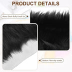 PATIKIL 12" Locker Rug, Small Area Rug Mini Faux Fur Rugs Small Locker Carpet Soft Fluffy Tiny Photography Props Square for Nail Photo Tabletop Background Picture Decoration, Black