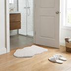 Faux Sheepskin Rug 2x3 Ft, 18mm Medium Pile Small Fluffy Area Rug, Machine Washable Mini Plush Carpet for Bedroom, Living Room, Kids Room, Bathroom & Vanity, White