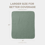 Comfy Cubs Muslin Throw Blanket - 50” x 60” Quilted Design - Lightweight, Breathable 6-Layer Gauze Fabric - Soft Cotton Blanket for Home or Travel - Packaged in Elegant Gift Box - Fern