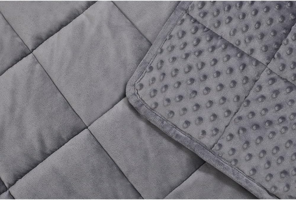 TONGDADA Minky Weighted Blanket | 40''x60'',7lbs | Cozy and Soft Minky Weighted Throw Blanket | Luxury Velvet with Premium Glass Beads | Dark Grey Minky