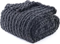 YnM Chunky Throw Blanket, Medium-Weight, Hand Knitted with Chenille Yarn, Skin Friendly, Ventilated and Breathable, Machine Washable, Home Décor Piece for Couch, Sofa and Bed (Lava Grey, 30x40 Inch)