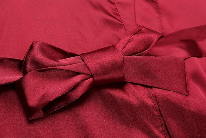 Women's Satin Kimono Robe Wedding Getting Ready Silky Bathrobe Short Bridesmaid Dressing Gown