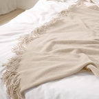 Homiest Decorative Knitted Throw Blanket with Fringe, Lightweight Acrylic Knit, Soft & Cozy Tassel Blanket for Couch, Sofa, Bed (Taupe, 50 x 60 Inch)