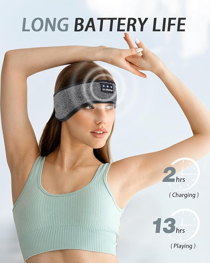LC-dolida Sleep Headphones Headband Bluetooth 5.4, Sports Headband Earphones Wireless Ultra-Thin HD Stereo Speaker, Sleep Earphones Wireless for Workout Yoga Insomnia Running Meditation Gifts