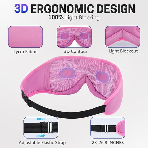 Aurya Sleep Mask with Bluetooth Headphones, 3D Eye Mask for Sleeping, 5.4 Wireless Sleeping Headphones with Ultra-Thin HD Stereo Speaker for Side Sleeper, Office Nap, Air Travel, Meditation
