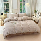 Nayoroom Brown Gingham Duvet Cover King Size Tan White Plaid Checkered Duvet Cover Grid Dorm Bedding Set 3 Pieces Soft Lightweight Washed Microfiber Farmhouse Bedding with Pillowcases