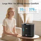 JRD Humidifiers for Bedroom, Ultrasonic Humidifier 4L for Large Room, Cool Mist Top-Fill, 40H Run, 12H Timer, 360° Nozzle, Aroma Diffuser, 7-Color Night Light for Home, Office, Baby, Pets, Plants