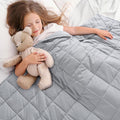 Kivik Weighted Blanket 7 lbs, 41" x 60" Grey Weighted Blankets for Small Single/Twin Size Bed, All-Season Breathable Soft Heavy Blanket for Travel, Calming & Sleep, Washable