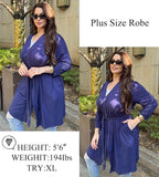 Ekouaer Women‘s Robes Lightweight 3/4 Sleeve Short Knit Bathrobe Soft Knee Length Sleepwear Robes with Pockets S-XXL