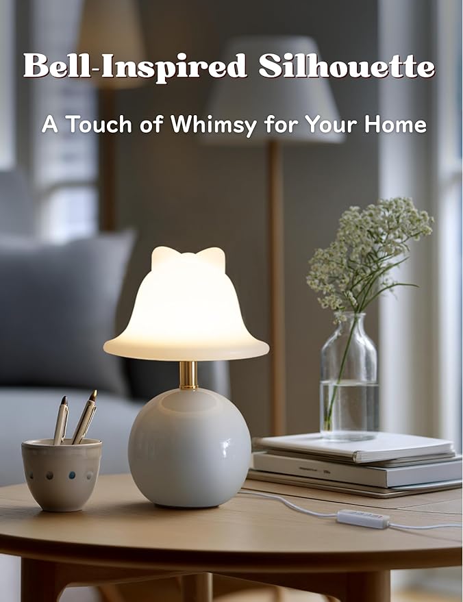 Joyzy Mushroom Table Lamp for Bedroom, Desk Bedside Small Lamp for Living Room Night Stands, Mushroom Lighting Decor Cute Modern Light, Unique Aesthetic Home Decor