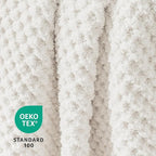 Waffle Knit Twin Blanket, Luxury Cozy Chunky Knit Twin Blanket for Couch, 60 x 80 Inch Thick Ultra-Soft Feather Yarn Knitted Blankets for Sofa, Bed, Home Decor - Off White