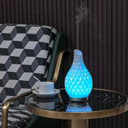 MAXWINER Essential Oil Diffuser Handmade Art Glass Aromatherapy Ultrasonic Humidifier with 7 Colors Lights Changing, Waterless Auto Shut-Off, Time Setting for Home, Office, Room 120ml (Diamond)
