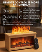 Essential Oil Diffuser, 7-Color Fireplace Fire Flame Aromatherapy Humidifier, 280ml Ultrasonic Aroma Diffuser Valentine's Day Gift with Time Sets and Remote Control for Bedroom Home Yoga Office
