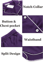 Ekouaer Womens Silk Satin Pajamas Set Short Sleeve Sleepwear Button Down Loungewear 2 Piece Pjs Shorts Set S-5X Plus Size
