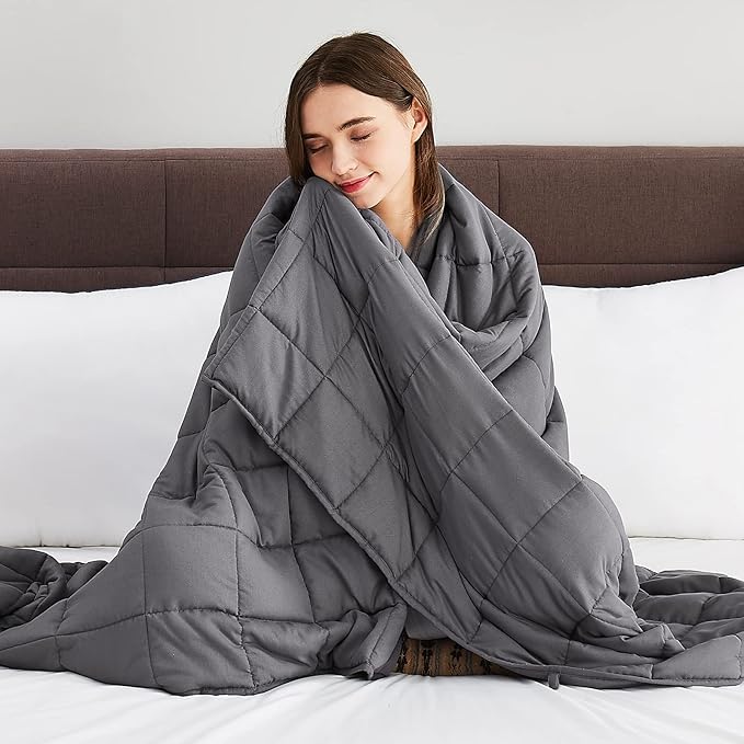 CuteKing Weighted Blanket for Adults (20lbs, 60"x80", Grey) Heavy Blanket for 180-190lbs, Weighted Blanket for Cooling & Heating with Premium Glass Beads, Soft Thick Blanket for Adult All-S