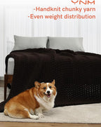 YnM Cotton Weighted Blanket, Handmade Chunky Knitted Design, Soft and Cozy, Temperature Regulating and Breathable, Machine Washable Throw for Sleep or Home Decor (Chocolate Brown, 60x80 Inch, 25lbs)