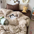 Nayoroom Brown Heart Duvet Cover King Size Vintage Hearts Printed on Taupe Duvet Cover Kids Girls 3 Pieces Soft Microfiber Farmhouse Bedding Set with Zipper Closure