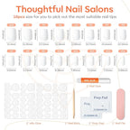 Modelones Pure White Press on Nails for Women, Short Square Fake Nails, Reusable Nail Kit with Nail Glue Adhesive Tabs Mini Nail File, Spring Nails Press Ons 32Pcs16 Sizes, Women Girl Gift