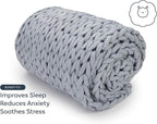 Nuzzie Original Knit Weighted Blanket- Breathable, Cooling, Hand Made Knit Throw Blanket for Sleep - Machine Washable, Stylish Design (Misty Grey, Queen | 22lbs | 60"x80")