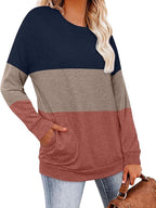 Magritta Women's Long Sleeve Leopard Color Block Tunic Comfy Crewneck T Shirt Tops Black XL