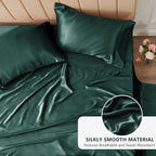 CozyLux Satin Sheets Queen Size Bed Set - 4 Piece Silky Queen Sheet Set, Luxury Deep Teal Queen Sheets with Smooth and Soft Microfiber, Includes 1 Fitted Sheet, 1 Flat Sheet and 2 Pillowcases