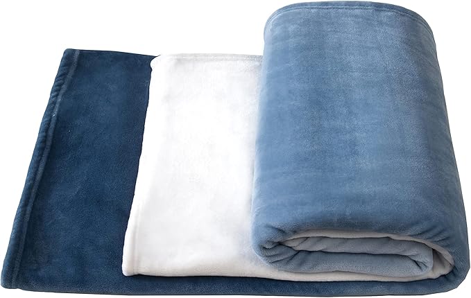 Elegant Comfort Luxury Velvety Feel Blanket, All-Season Lightweight Blanket, Ultra Plush, Soft, Cozy-Fuzzy Flannel Fleece for Couch, Sofa, Bed, Travel, Ombre Design, Twin/Twin XL, Blue