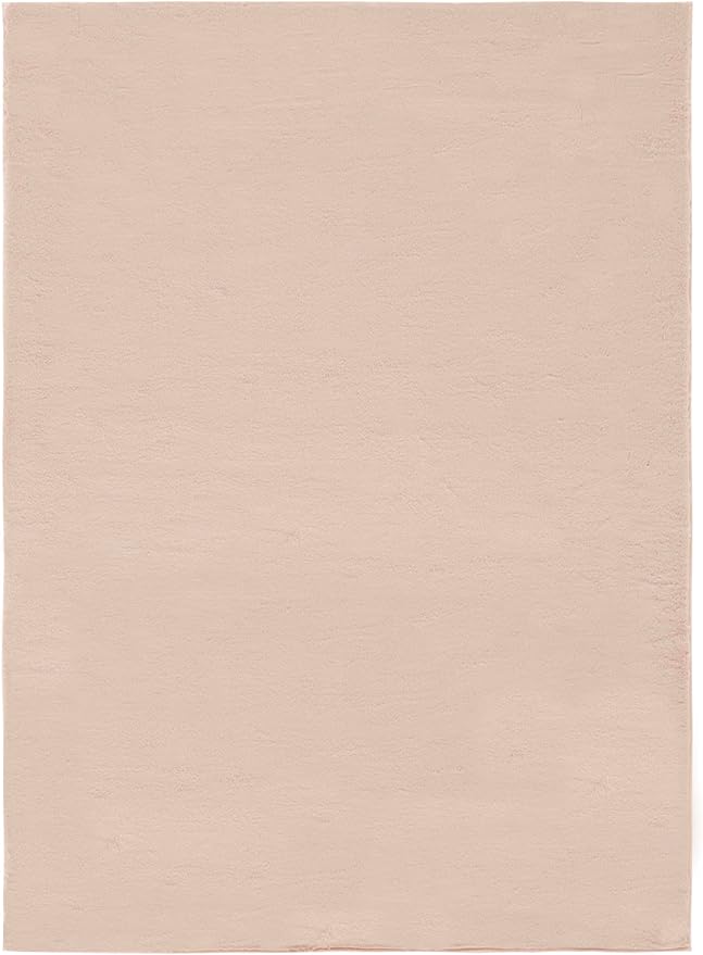 SAFAVIEH Washable Rug Faux Rabbit Fur Shag Collection - 4' x 6', Beige, Slip Resistant & Easy Cleaning, Ideal for Living Room, Bedroom, Nursery, Boys & Girls Kids Playroom, Dining Space (FRF976B)