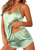 Ekouaer Satin Pajamas Women Lace Sleepwear Lingerie Cami Shorts Set Nightwear XS-XXL