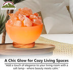 Himalayan Glow Pink Salt Bowl Night Lamp with Crystal Himalayan Salt Chunks | Hand-Carved Himalayan Salt Lamp for Air Purification and Relaxing Ambiance
