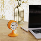 AYRELY® 3" Cute Analog Alarm Clock,Small Retro Table Clock Battery Operated,Slient Metal Desk Clock with Light for Living Room Decor,Bedroom,Bedside,Shelf (Orange)