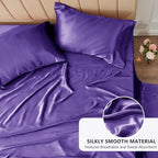 CozyLux Satin Sheets Full Size Sheets - 4 Piece Silky Full Size Bed Sheets, Luxury Purple Full Bed Set with Smooth and Soft Microfiber, Includes 1 Fitted Sheet, 1 Flat Sheet and 2 Pillowcases