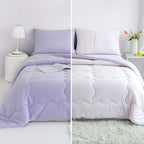 COTTEBED Reversible Ultra-Soft Purple and Light Pink King Size Bed Comforter Set, Jersey Knit T-Shirt Feel Cute Comy Bedding Down Blanket Quilt & Pillowcase Lightweight All Season California Cal King