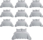 IR Imperial Rooms Queen Quilt Bedding Set (90" x 96") - Bulk Pack of 10 Wholesale for Hotels, Guest Bedroom & Airbnbs - Lightweight Microfiber Reversible Embossed Quilts Bedspreads (Silver)