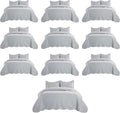 IR Imperial Rooms Twin Quilt Bedding Set (68” x 86”) - Bulk Pack of 10 Wholesale for Hotels, Guest Bedroom & Airbnbs - Lightweight Microfiber Reversible Embossed Quilts Bedspreads (Silver)