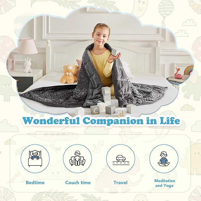 CuteKing Weighted Blanket - Weighted Blanket with Premium Glass Beads - Heavy Blanket Crystal Velvet for Comfortable Rest - Thick Blanket All Season (10lbs, 40"x60", Grey Bubble)