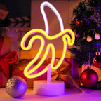 ENUOLI Banana Neon Sign, LED Light Banana Neon Sign Decoration Art Lamp for Bedroom Kids Room Christmas Birthday Wedding Party, 11.8 x 7.08 inches, Yellow, Plastic