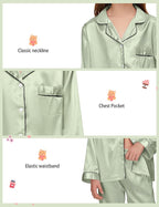 EPLAZA Kids Satin Pajamas Sets Girls Boys Button-Down Silky Pajamas Sleepwear with Hairband Eye Mask Hair Tie