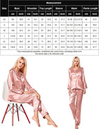 SWOMOG Long Sleeve Pajamas Set Silk Satin Sleepwear Button Down Pjs Loungewear with Pocket