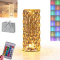 Can Switch 16 Colors Artificial Crystal Table Lamp, 2026 New 16 Color Rose Crystal Diamond LED Table Lamp, RGB Color Changing Rose Diamond Design, with Remote Control USB Charging Touch Sensor (Large)