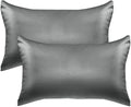 Elegant Comfort 2-Pack Cooling Viscose Satin Pillowcase Set with Hidden Zipper Closure, Silky Smooth for Best Hair and Skin Care-Beautiful Gift Box-2-Piece Satin Pillowcase Set, Standard/Queen, Gray
