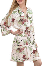 WJing Yi Jia Womens Satin Kimono Robe Silky Robes Floral Bathrobe Bride Bridesmaid Wedding Bridal Dressing Gown Loungewear