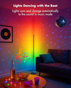 LED Corner Floor Lamp, 2-Pack Smart RGB Corner Lamp with APP & Remote Control, Floor Lamp Dimmable with 16 Million Colors, Music Sync, Standing Lamps for Living Room, Bedroom