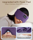 Sleep Mask with Bluetooth Headphones, Blackout Sleep Headphones for Side Sleepers, Ultra-Thin Bluetooth 5.4 Stereo Speaker Eye Mask for Travel, Meditation, Cool Gadgets (Purple)