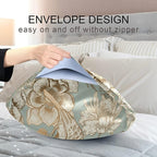 Vintage Peonies and Bird Satin Pillowcase for Hair and Skin, Blue and Gold Peonies Silk Pillow Case with Envelope Closure, Standard Size 20x26 inches, Sage Green, 1 PC