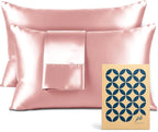 Satin Pillowcase 2 Pack - Queen Size (20"x30", Pink) - Silky Pillow Cases for Hair and Skin - Satin Pillow Covers with Envelope Closure - Extra Soft Premium Microfiber
