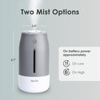Aqua Glo Personal, Portable Humidifiers for Bedroom – Ultrasonic Cool Mist Humidifier with Built In Rechargeable Battery. Air Humidifier for Baby, Plants, Home, Office, Travel. Gray