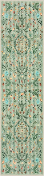 Lahome Chloe Insect Botanical 2'6"x10' Green Runners for Hallways,Non Slip Washable Kitchen Bathroom Runner Rug,Soft Non Skid Indoor Rugs for Entryway Laundry Bedroom(Green,2'6"x10')
