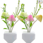 ZEZHOU Smart Sensor Led Night Lights 2 Pack, 7 Color Changing w/Dusk to Dawn Sensor Auto On/Off Mushroom Dream Bed Nightlight, 0.6W Plug-in Wall Lamp, Gift Ideal for Nursery Baby Kids Children Adults